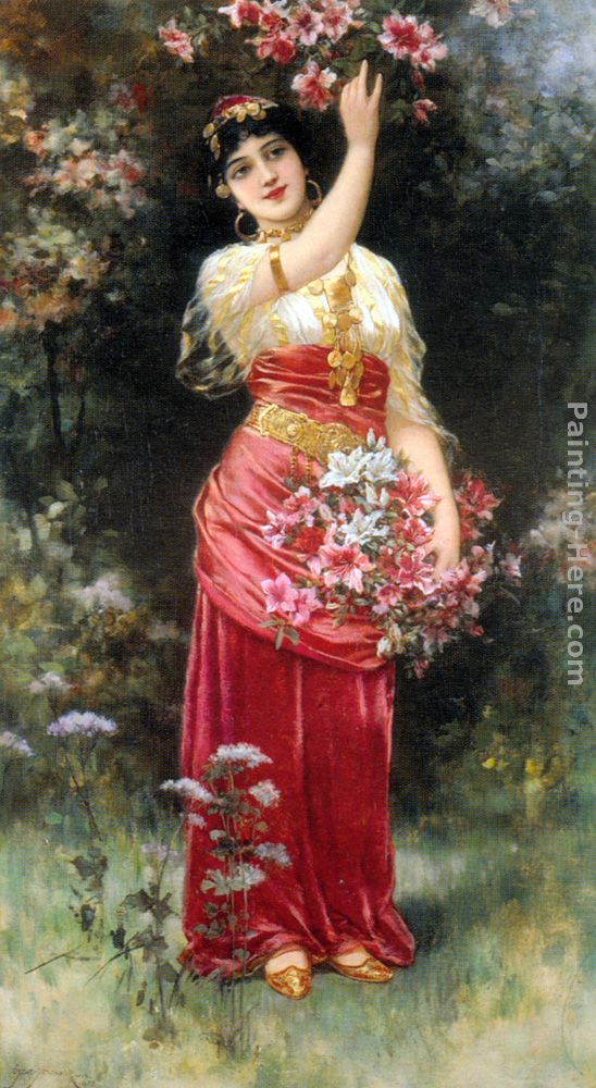 548x1000 Eisman Semenowsky An Oriental Flower Girl Painting Anysize 50% Off - Flower Girl Painting