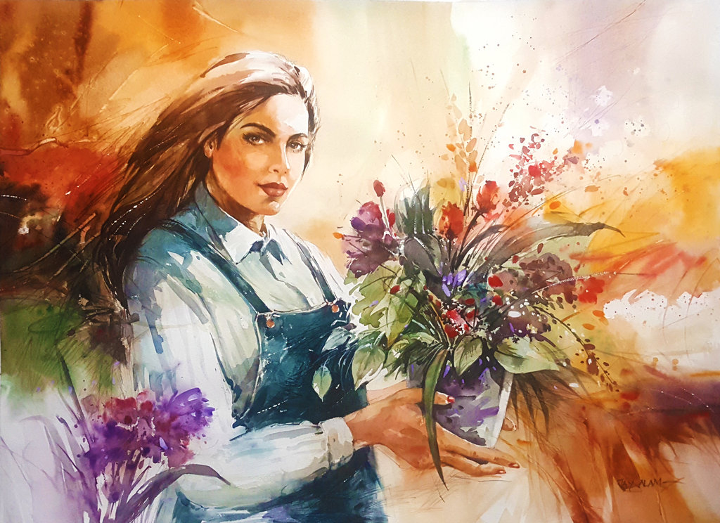 1024x744 Flower Girl (Dahlia) - Flower Girl Painting