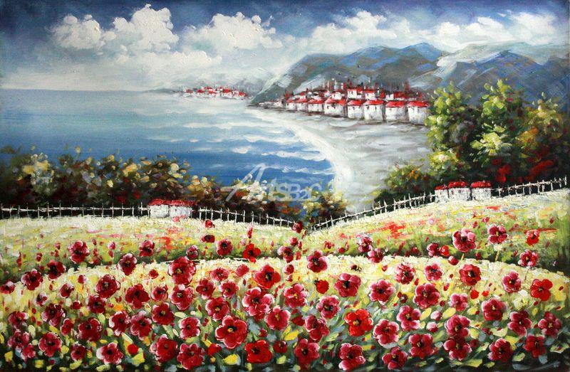 800x523 Flowers Field Landscape Oil Painting For Sale - Flower Landscape Painting