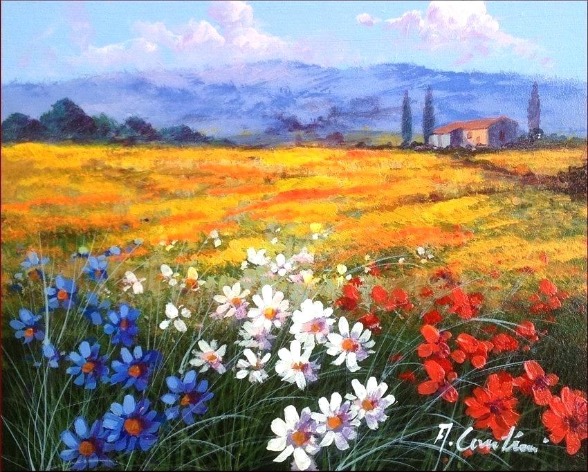 850x682 Flower Landscape Painting Painting Painting N Landscape Original - Flower Landscape Painting