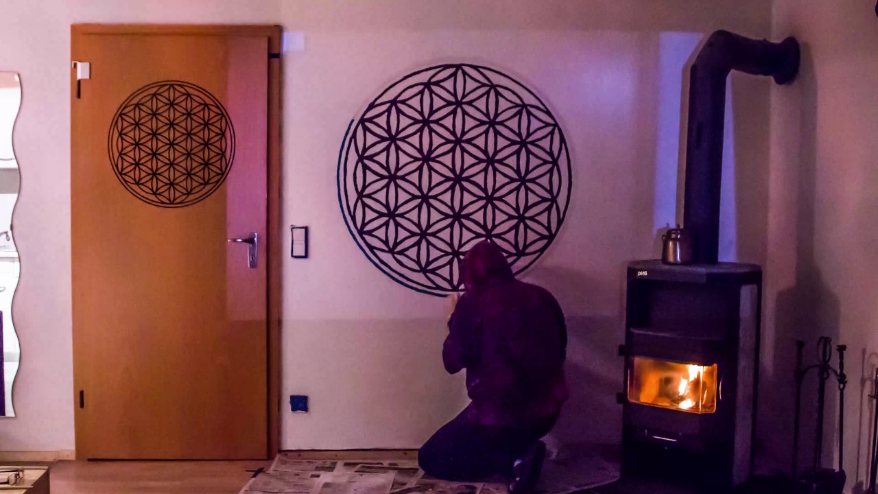 1280x720 Flower Of Life Wall Painting Timelapse 4k - Flower Of Life Painting