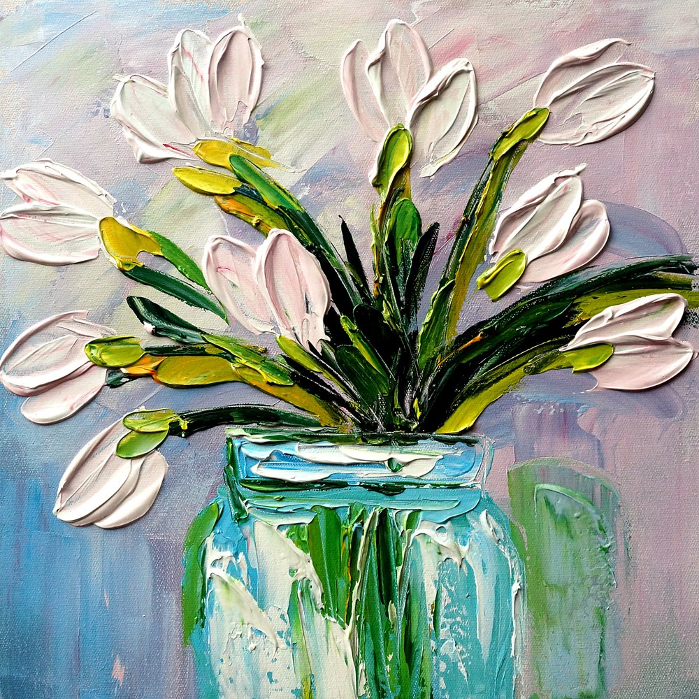 1000x1000 Buy Heavy Texture Flowers 10 By Community Artists Group@ Rs. 2990 - Flower Painting