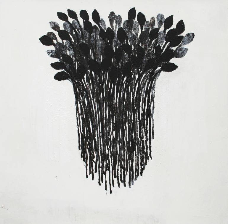 770x757 Saatchi Art Black Flowers Painting By Cat Loray - Flower Painting Black And White