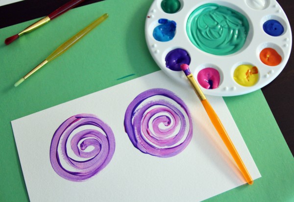 600x412 Painting Swirly Flowers With A Simple Technique Make And Takes - Flower Painting For Kids