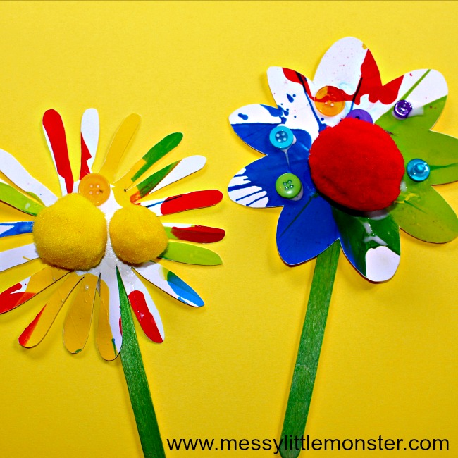 650x650 Rainbow Flower Craft For Kids Using A Fun Spin Art Painting - Flower Painting For Kids