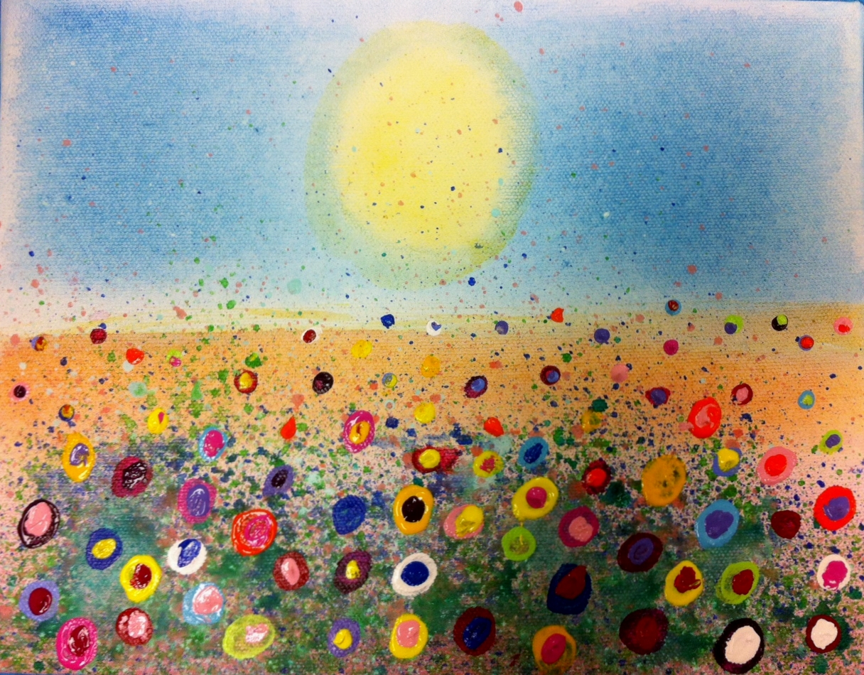 1216x950 Angela Anderson Art Blog Fun Splatter Floral Paintings - Flower Painting For Kids