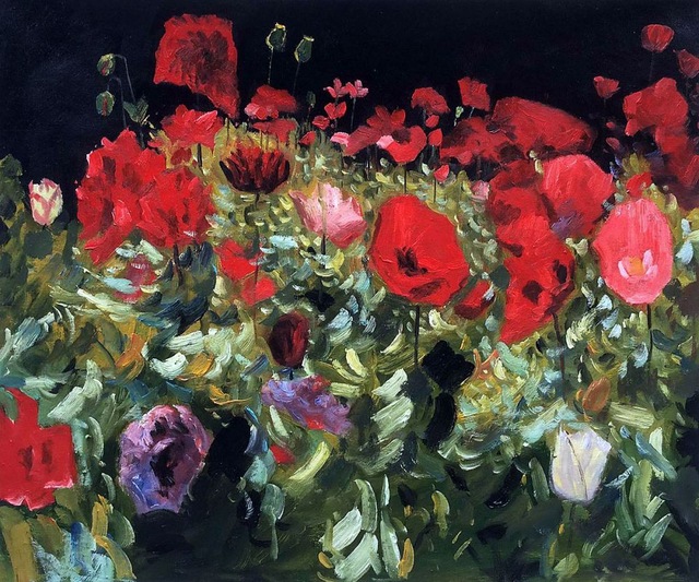 640x533 Flower Oil Paintings Gallery Poppies By John Singer Sargent - Flower Painting Gallery