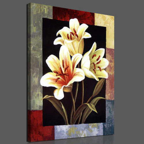 500x500 Canvas Flower Painting - Flower Painting Images