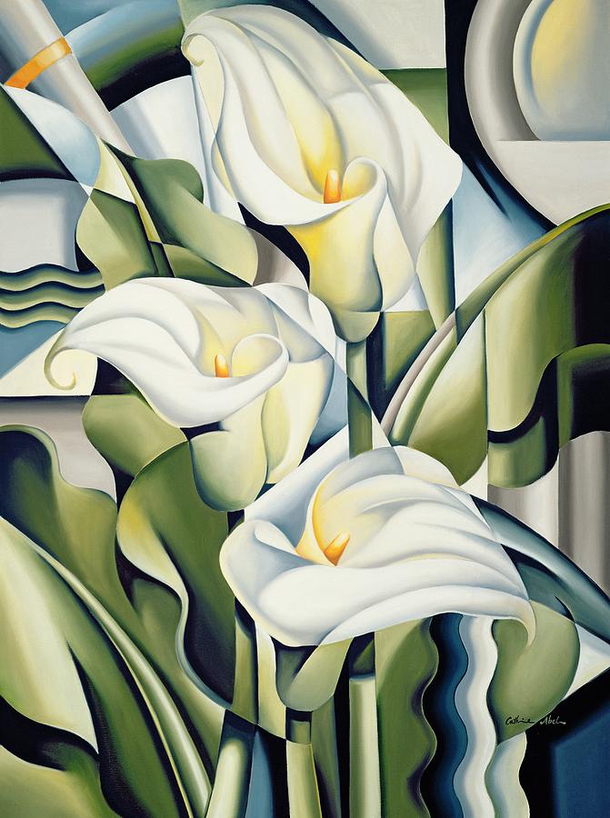 671x900 Cubist Lilies Painting By Catherine Abel - Flower Painting Images