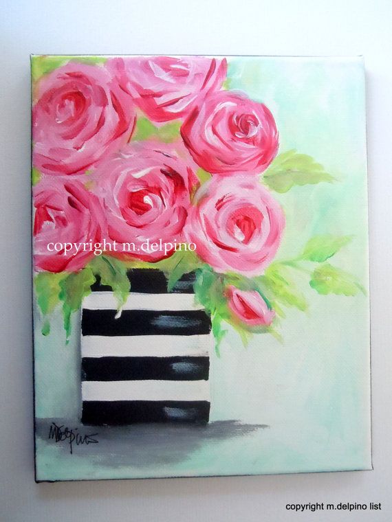 570x760 Floral Still Life Bright Colorful Flower Painting Mothers Day Gift - Flower Painting On Canvas