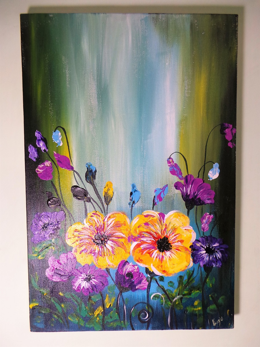 900x1200 Flower Painted Canvas Modern Wall Art Painting (18.5 Inch X 12 - Flower Painting On Canvas