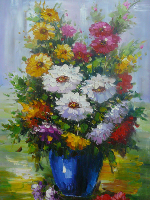 480x640 Oil Paint Canvas Art Flowers Wall Decor - Flower Painting On Canvas