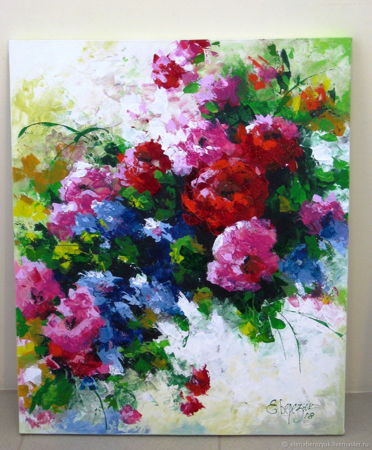1238x1500 Palette Knife Painting On Canvas. Flower Painting. Red Flowers - Flower Painting On Canvas