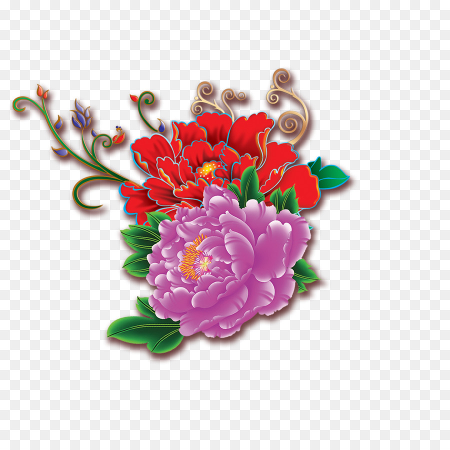 900x900 Floral Design Moutan Peony Ink Wash Painting Chinese Painting - Flower Pattern Painting