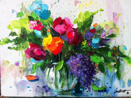 450x336 Creating Flower Paintings At Garden Club Meetings - Flower Picture Painting
