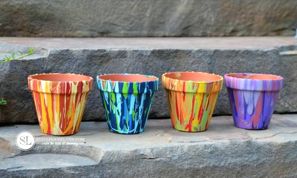 1024x613 Plant Pots Painting Drip Paint Flower Pot Craft Yakamoz.club - Flower Pot Painting
