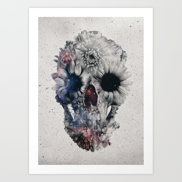 700x700 Floral Skull 2 Art Print By Aligulec Society6 - Flower Skull Painting