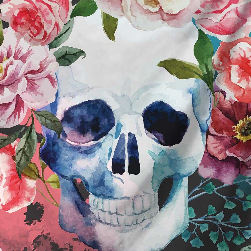 1000x1000 Flower Skull Tapestry Wickedaf - Flower Skull Painting