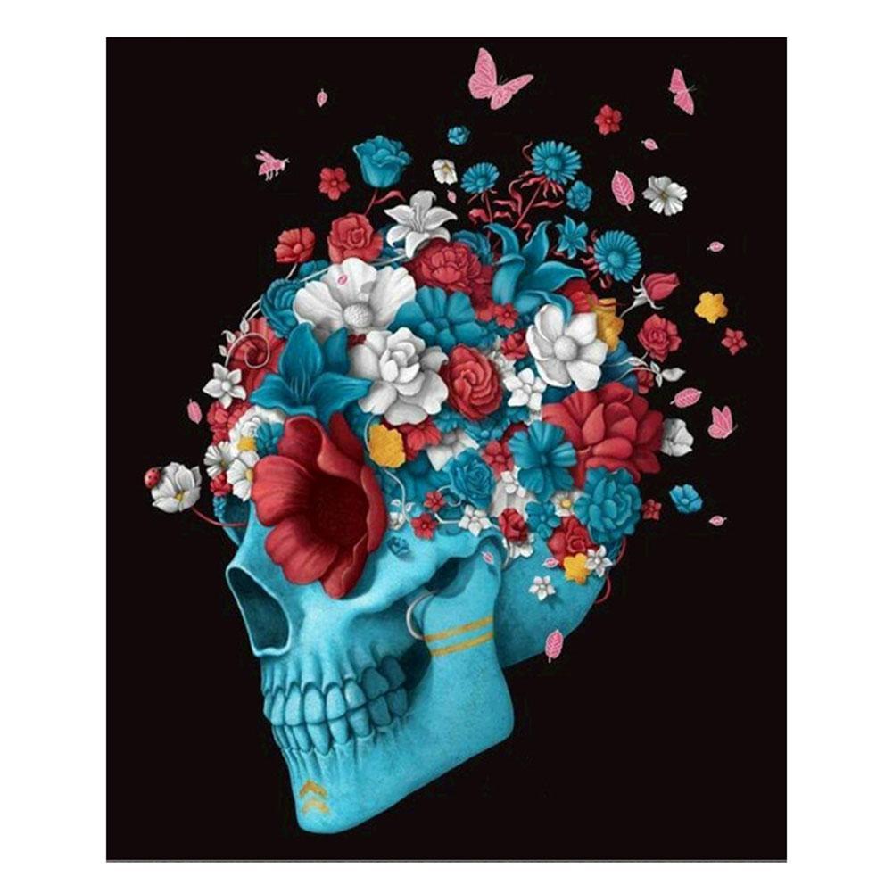 1001x1001 Partial Drill Flower 5d Flower Skull Diamond Painting Diy Cross - Flower Skull Painting