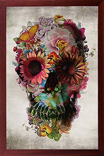 333x500 Framed Flower Skull 24x36 Poster Dry Mounted In Real - Flower Skull Painting