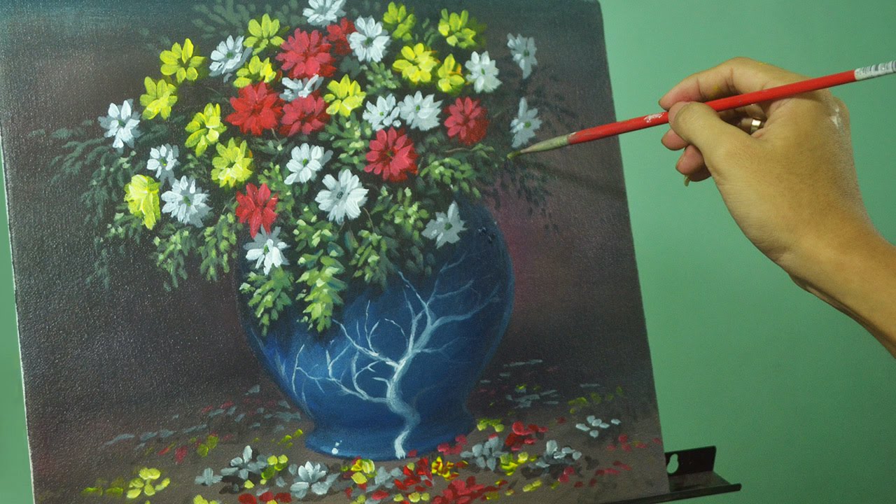 1280x720 Acrylic Painting Lesson - Flower Vase Painting Images