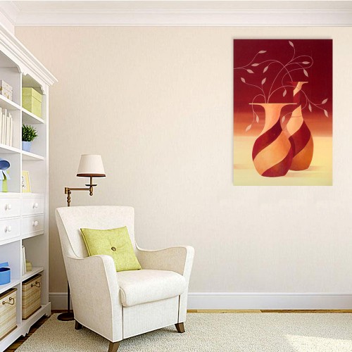 500x500 Abstract Flower Pots Wall Painting - Flower Wall Painting