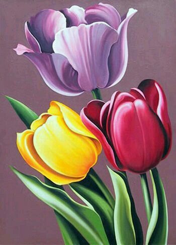 350x486 Ramo Tulipas Coloridas It's A Paint Party! - Flowers Painting Designs
