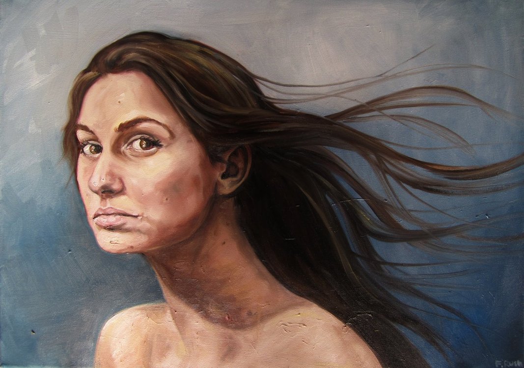 1067x749 Study Of A Woman With Flowing Hair By Marthablack - Flowing Hair Painting
