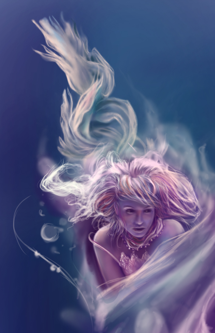 706x1091 Underwater - Flowing Hair Painting