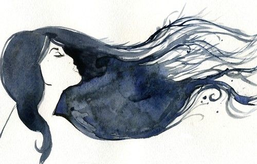 500x320 Water Color Cool Acuarel Water, Watercolor And Artsy - Flowing Hair Painting