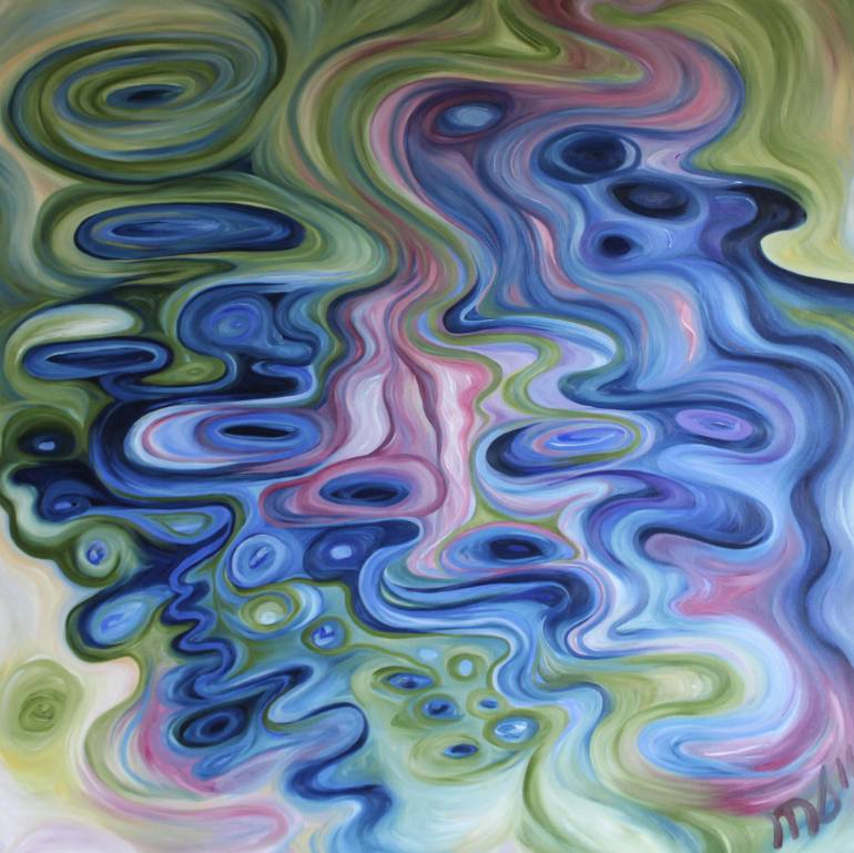 770x769 Saatchi Art Flowing Water Variation Painting By Marianne Schovsbo - Flowing Water Painting