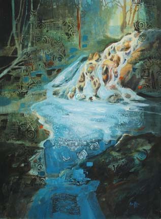 317x432 Ann Bell Houston Artist Mixed Media Gallery Showcasing Original - Flowing Water Painting