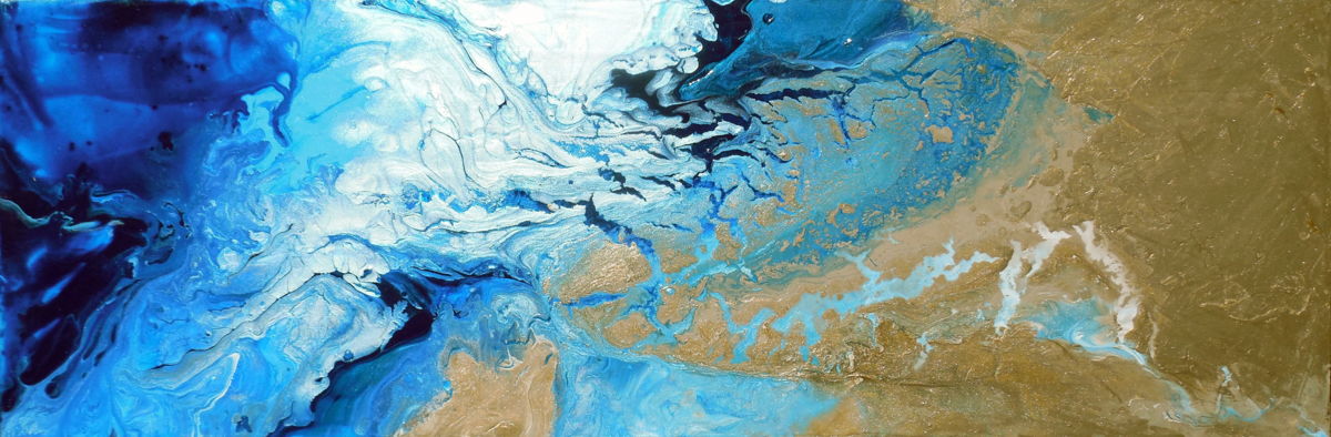 1200x394 Abstract Water Painting, Fluid Acrylic Ataraxia (Holly Anderson) - Fluid Acrylic Painting