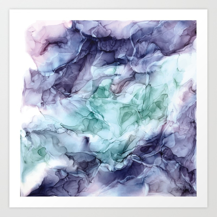 700x700 Growth Abstract Botanical Fluid Art Painting Art Print By - Fluid Art Painting