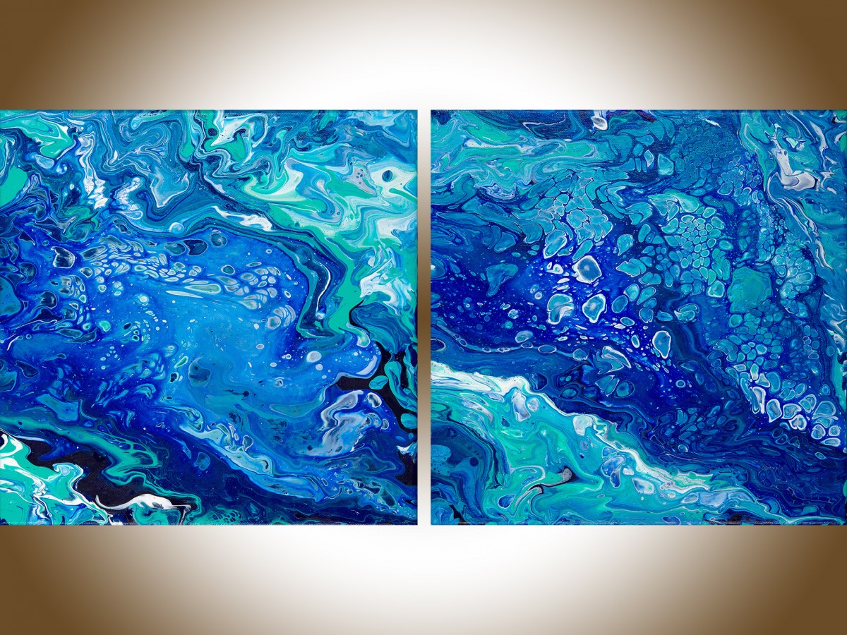 1200x900 Sea Bubbles By Qiqigallery 24 X 12 Abstract Painting, Fluid Art - Fluid Art Painting