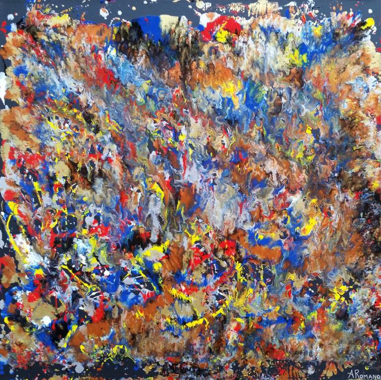 770x768 Saatchi Art Metallic Flames Original Abstract Fluid Painting - Fluid Painting Artists