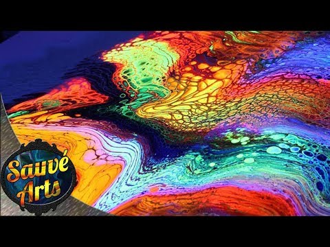 480x360 Fluorescent Fluid Painting Under Black Light + Swipe - Fluorescent Painting