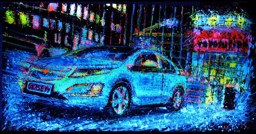 818x430 Fluorescent Car Painting Using Rc Cars For Brushes - Fluorescent Painting