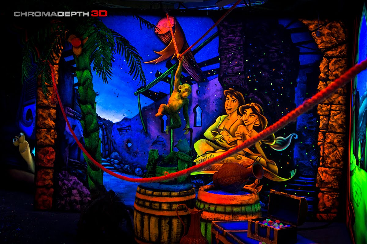 1200x799 Chromadepth 3d Hand Painted Mural,airbrush,fluorescent Paints - Fluorescent Painting