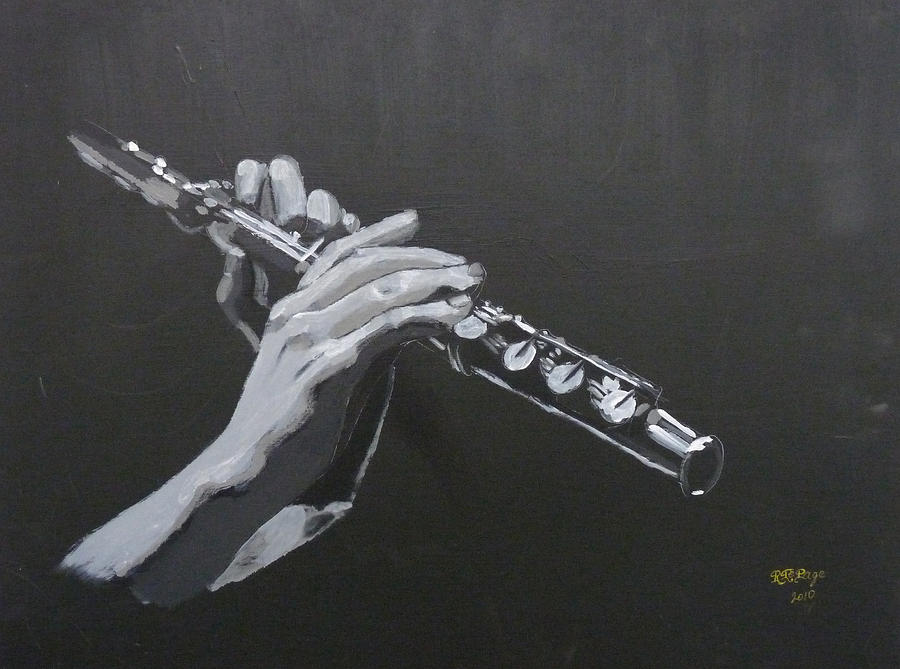 900x669 Flute Hands Painting By Richard Le Page - Flute Painting