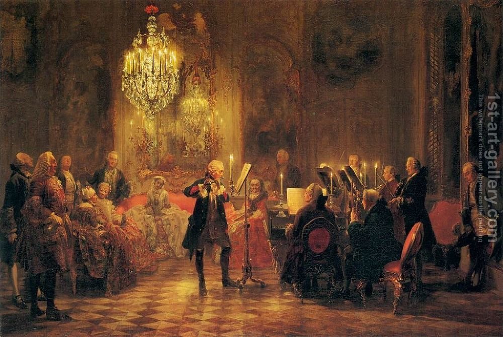 1000x671 A Flute Concert Of Frederick The Great - Flute Painting