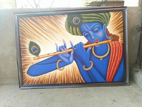 500x375 Krishna Mural Flute Painting - Flute Painting
