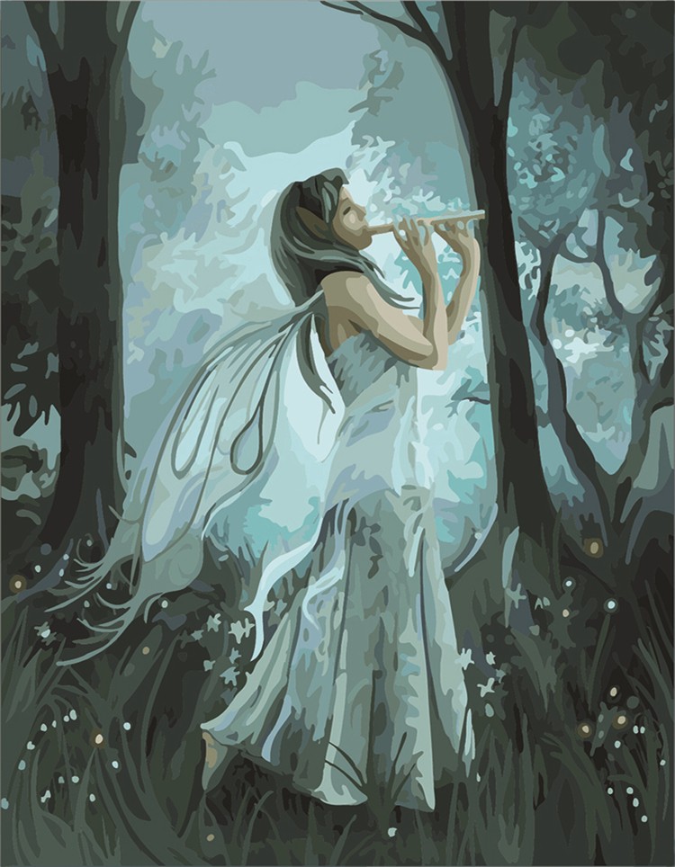 750x964 The Best Sale Artificial Girl Blows Flute Pattern Oil Painting By - Flute Painting