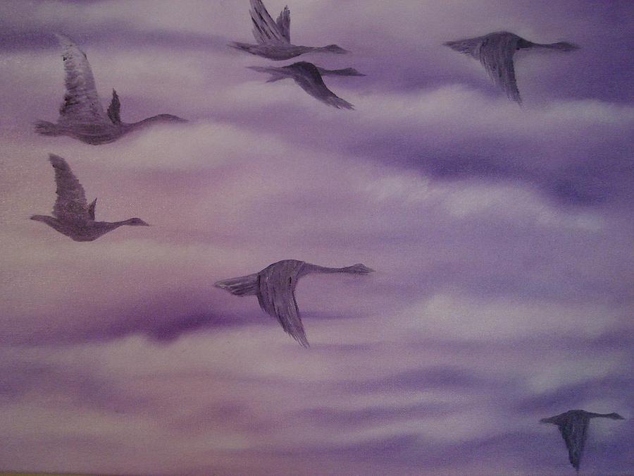 900x675 Flying Birds Painting By Modern Palette Art - Flying Bird Painting