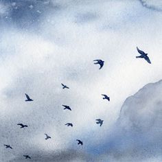 236x236 Watercolor Painting Of Birds Cool Paintings - Flying Bird Painting