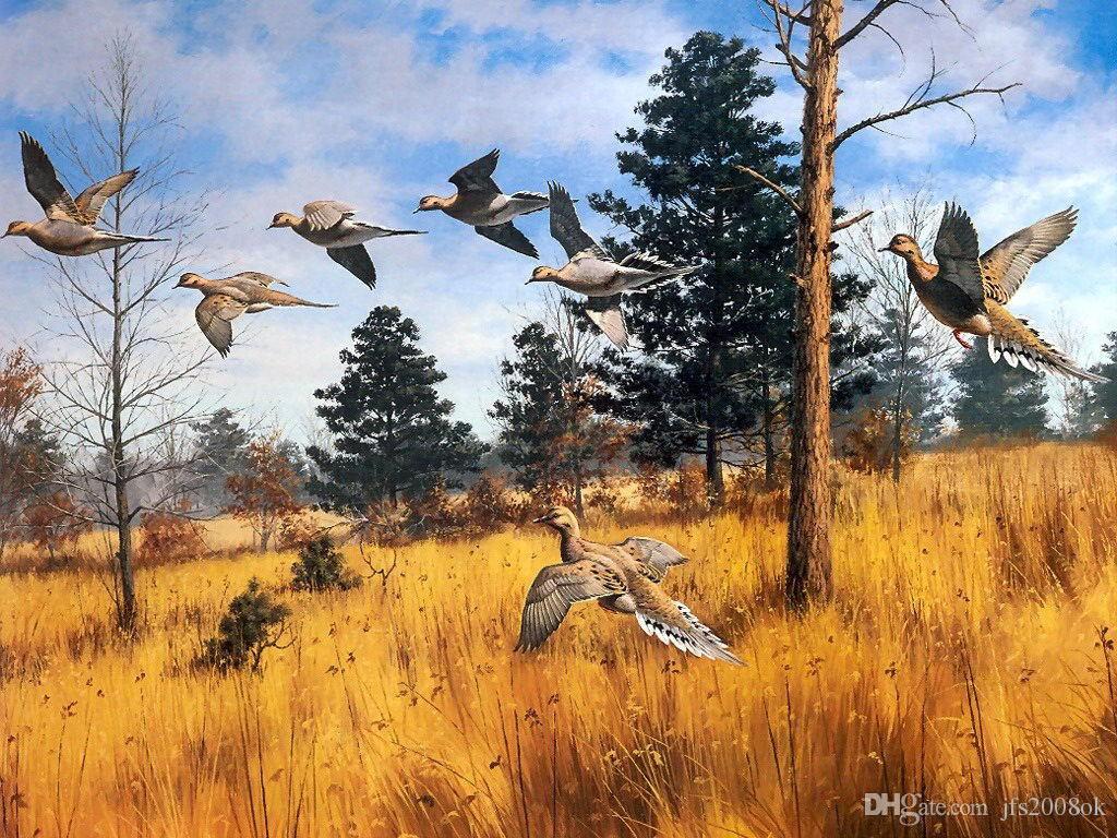 1024x768 2018 Flying Birds ,high Quality Landscape Art Painting Home Wall - Flying Bird Painting