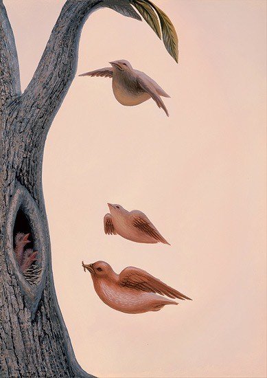 389x550 A Surrealist Illusion Painting By Octavio Ocampo That Uses Flying - Flying Bird Painting