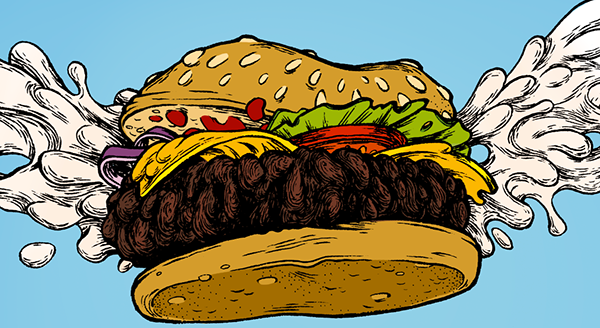 600x328 Bob's Flying Burgers On Behance - Flying Burger Painting