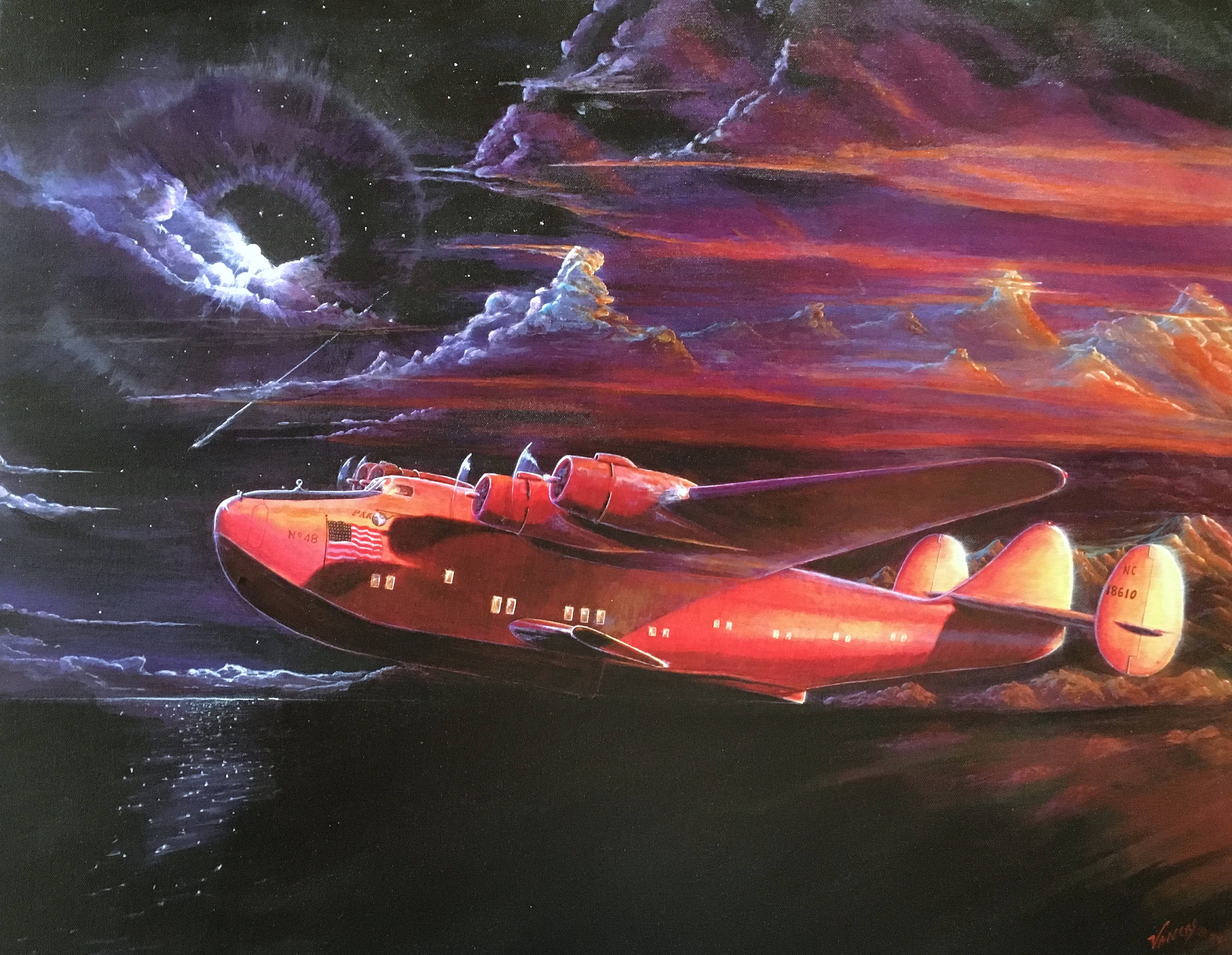 3000x2327 Sale Painting Pan Am Clipper By Daniel Vancas Boeing 314 Flying - Flying Burger Painting