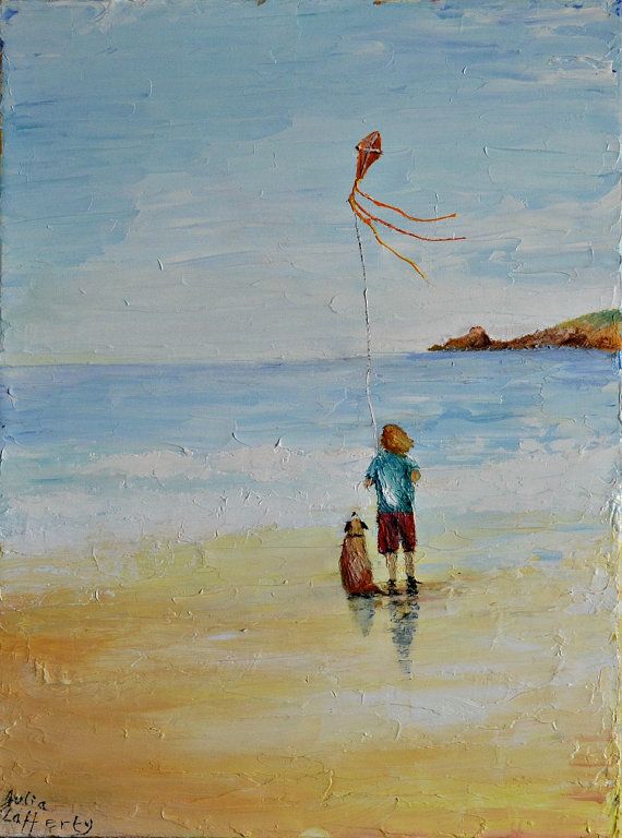 570x768 A Child Amp Dog Kite Flying - Flying Burger Painting